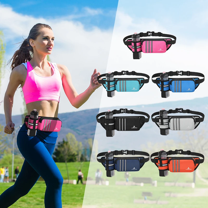 

Large Capacity Outdoor Running Water Bottle Fanny Pack Cross-country Marathon Night Run Reflective Fitness Phone Waist Bag