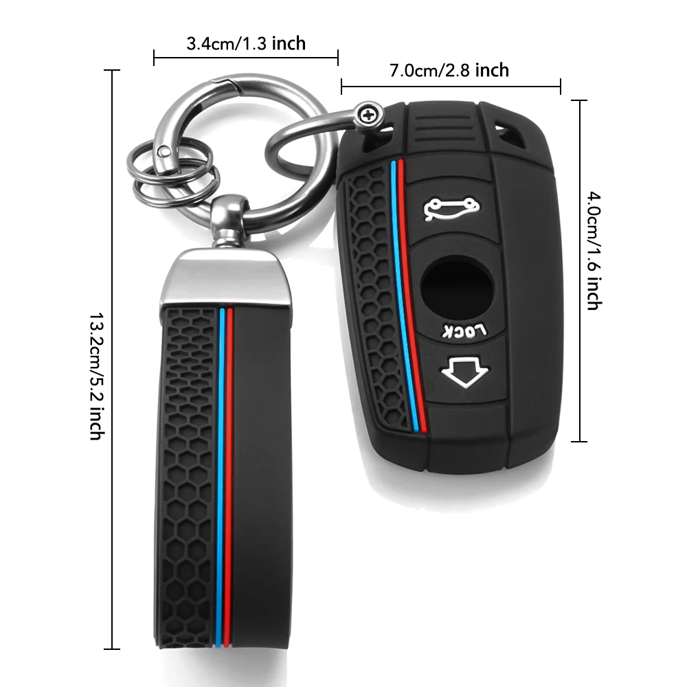 BMW E60 E61 E70 E81 E87 E90 E91 E92 X1 X5 X3 1 3 5 6 시리즈 Z4용 실리콘 자동차 키 케이스 키체인 액세서리