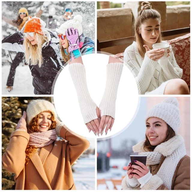 Women Fingerless Knit Gloves Women Mittens Women Arm Warmers With Thumb  Hole Mittens For Women Cold Weather