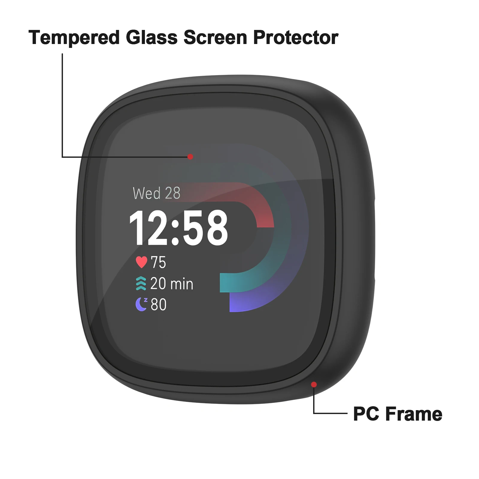 Tempered Screen Protector PC Case For Fitbit Versa 4/Sense 2 Cover All-Around Full Cover Bumper For Versa 4/sense 2 Watch Case apple watch screen protector watch screen protector case apple watch screen protector case watch case watch protective case watch cover watch protective cover bumper protective case