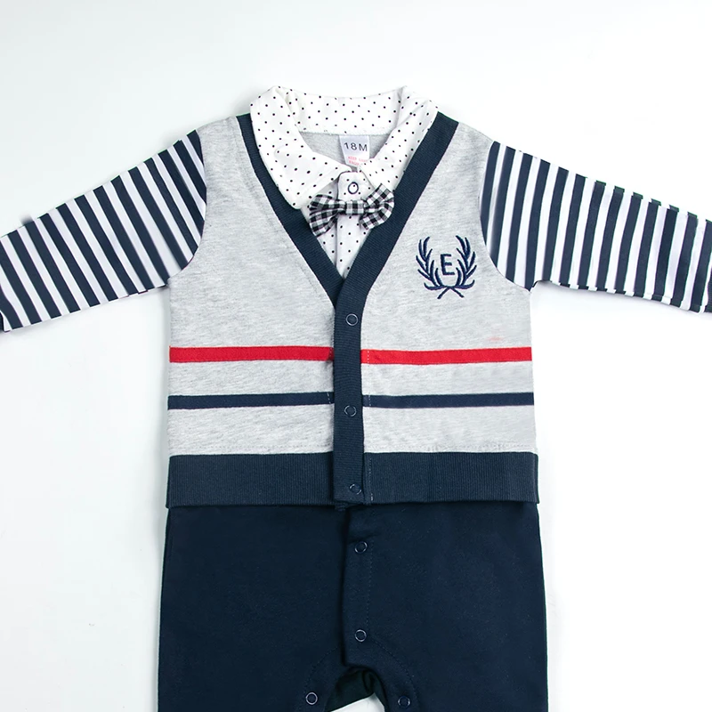 bow tie gentleman style long sleeve cotton Baby fashion clothes for autumn/spring baby boys rompers