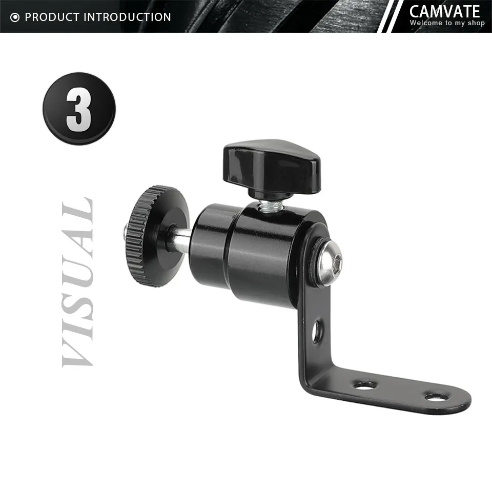 1/4"-20 Screw Connector Ball Head Support With L Type Wall Mount For Smartphone