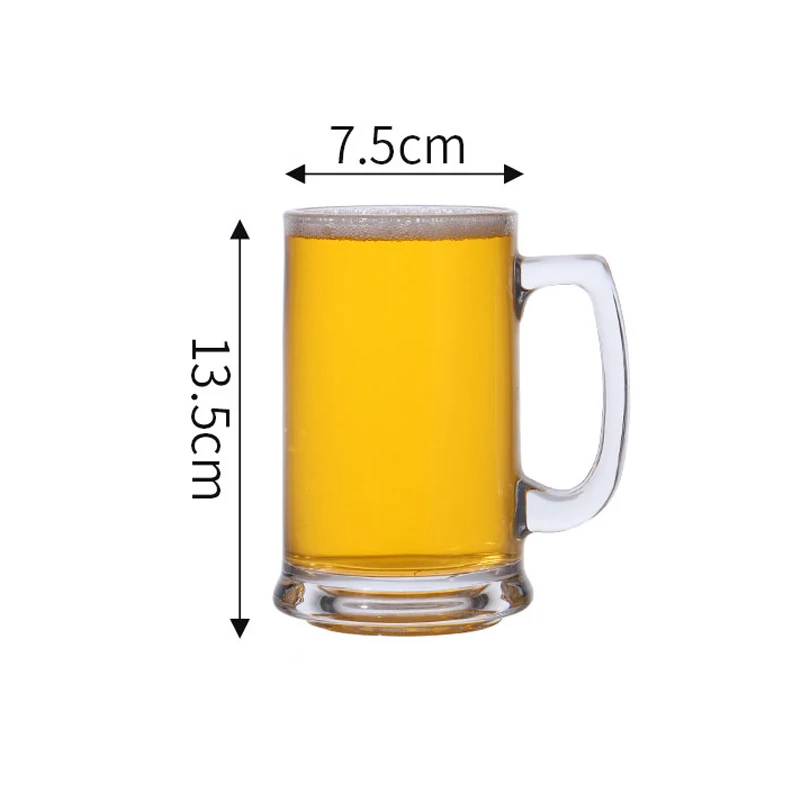 380ml Simple Style Thick Bottomed Household Beer Glass Transparent Drinkware Wheat Beer Glass Heat Resistant Tea Cup Water Mug