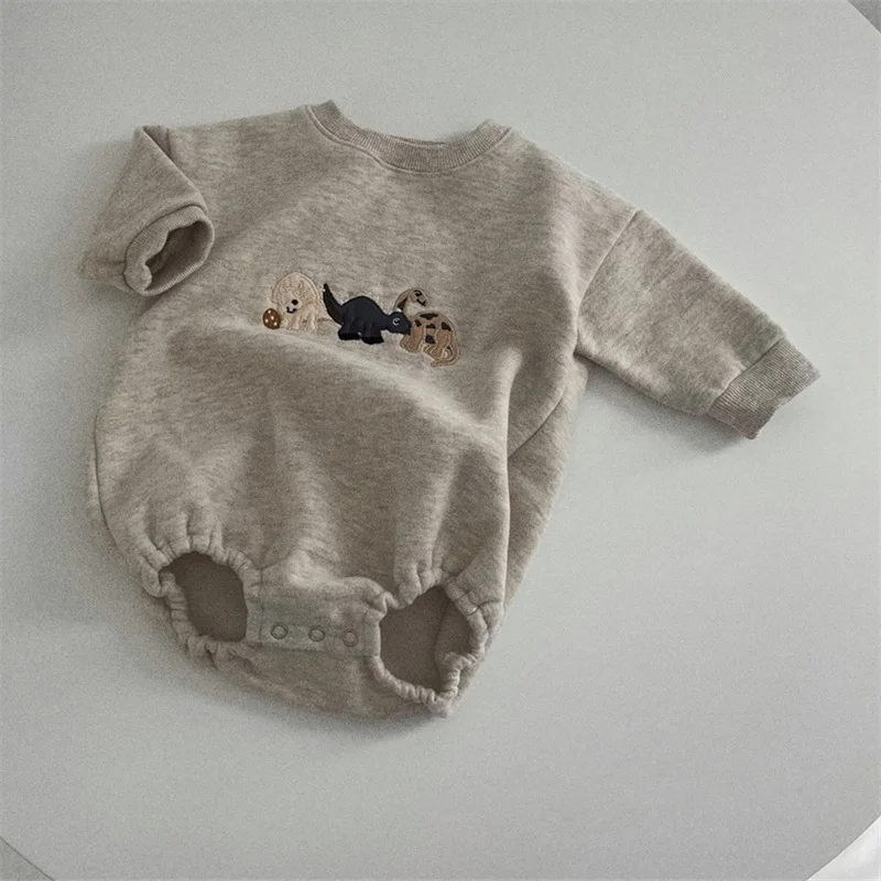 2022 New Baby Korean  New One-piece Baby Fashion Dinosaur Embroidery Sweater Romper Baby Clothes baby girl clothes vintage Baby Bodysuits Baby Rompers