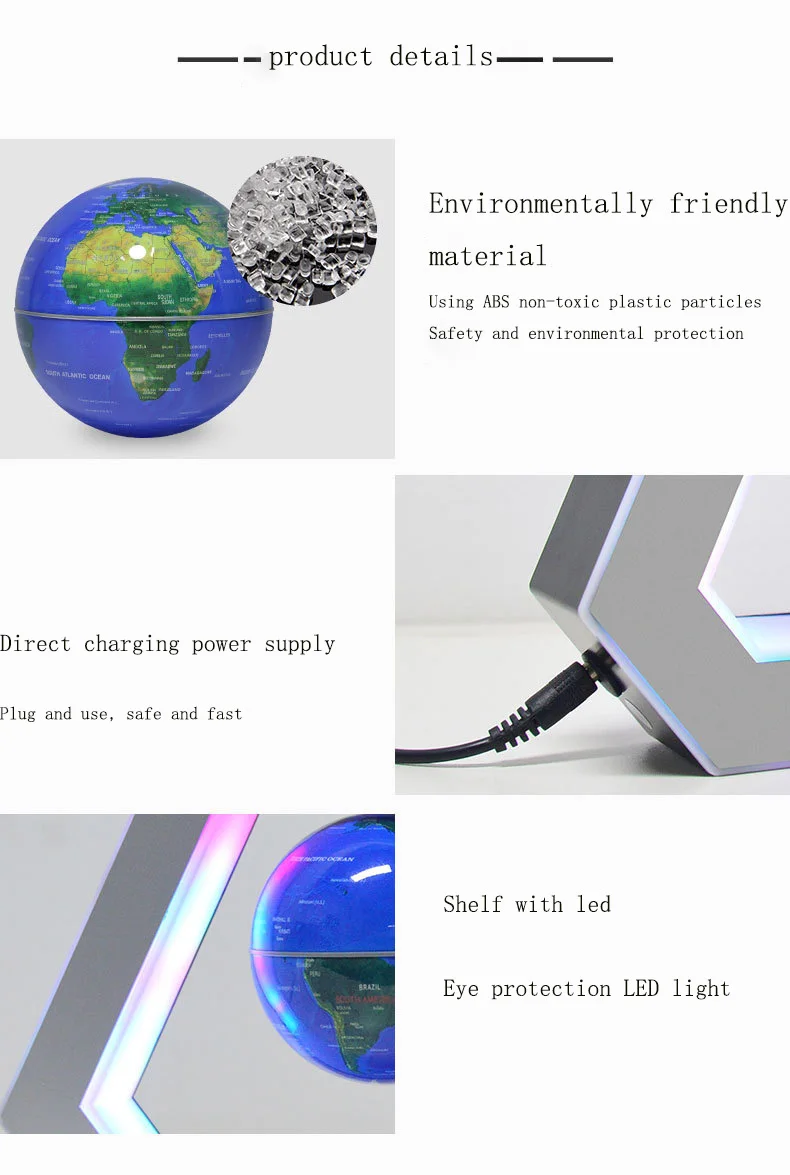 Rotating Magnetic Float With Led Light Home Decoration Kids Birthday Gift