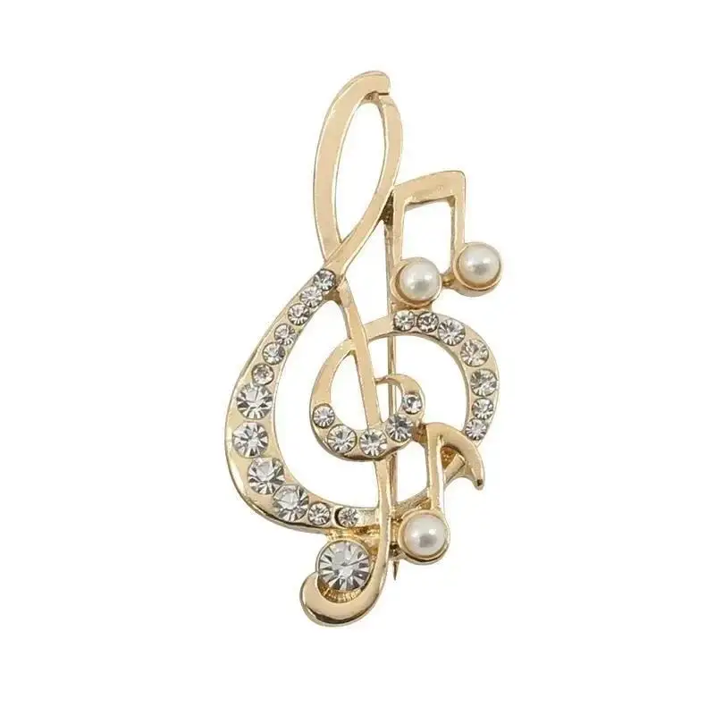 Brooch for Women Elegant Music Note Pearl Pendant Jewelry Music Note Brooch Fashion Temperament Dress Decoration Accessories