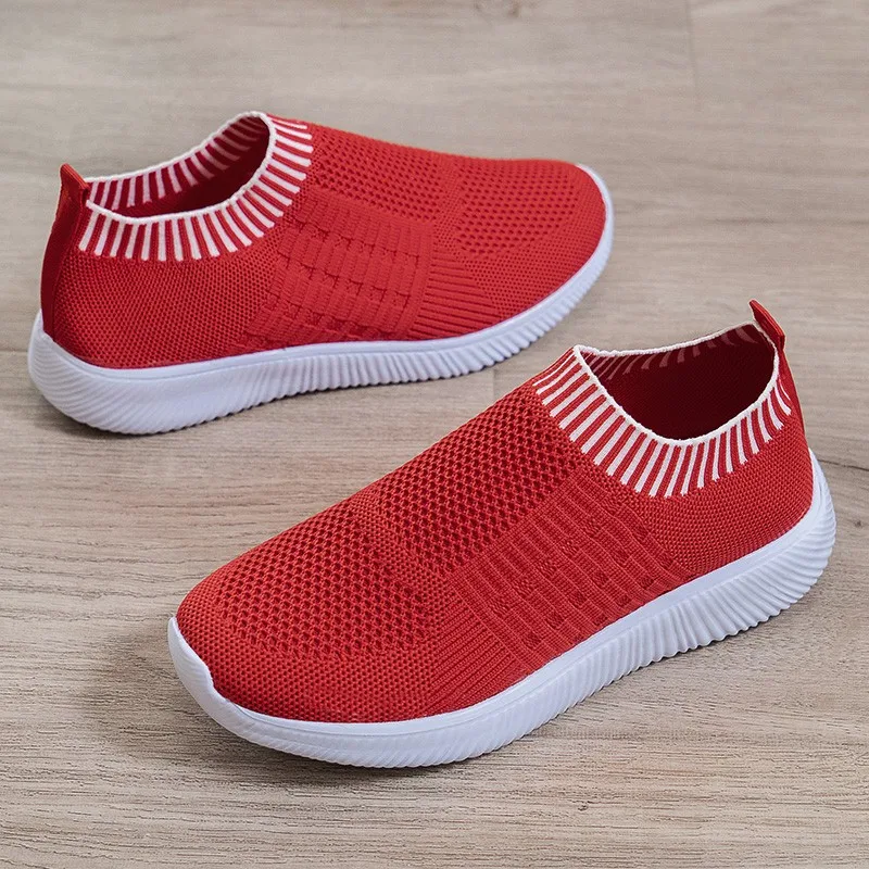 

Plus Size 46 Breathable Mesh Platform Sneakers Women Slip on Soft Ladies Casual Running Shoes Woman Knit Sock Shoe Flats Zapatos
