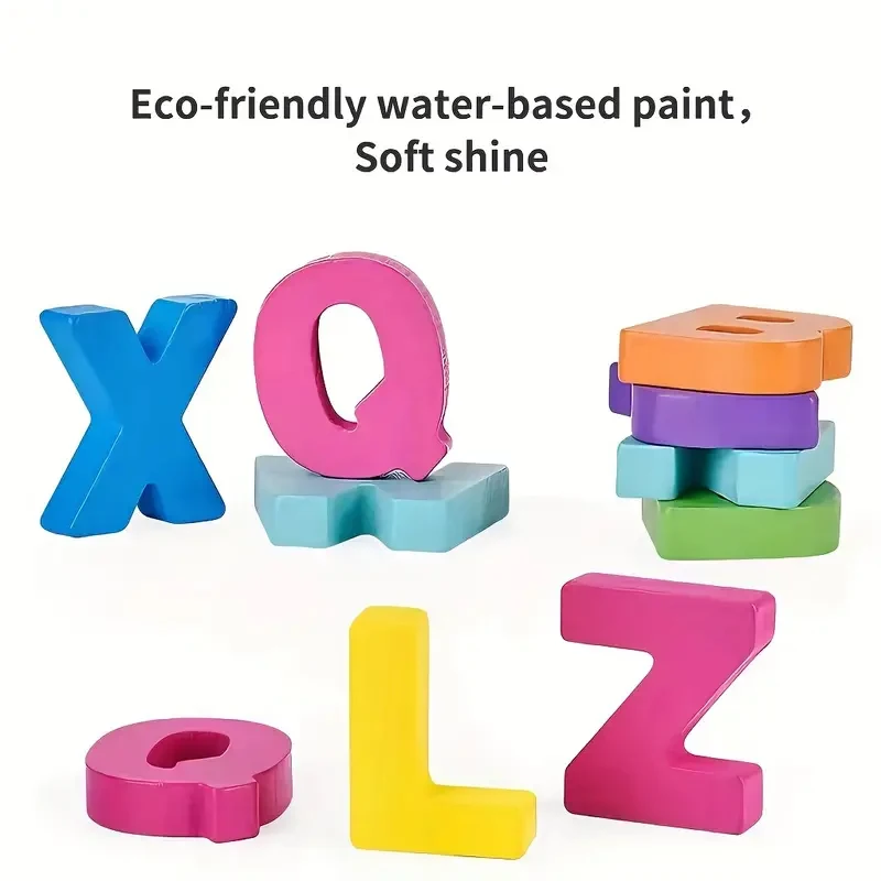 Wooden Puzzles 3D Colorful Alphabet Number Puzzle Montessori Matching Games Early Education Toys Mathematics Shape Cognition