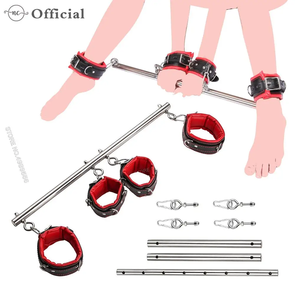 

BDSM Bondage Kit Stainless Steel Extendable Spreader Bar Slave Handcuffs Ankle Cuffs Fetish Restraints Set Sex Toys for Couples