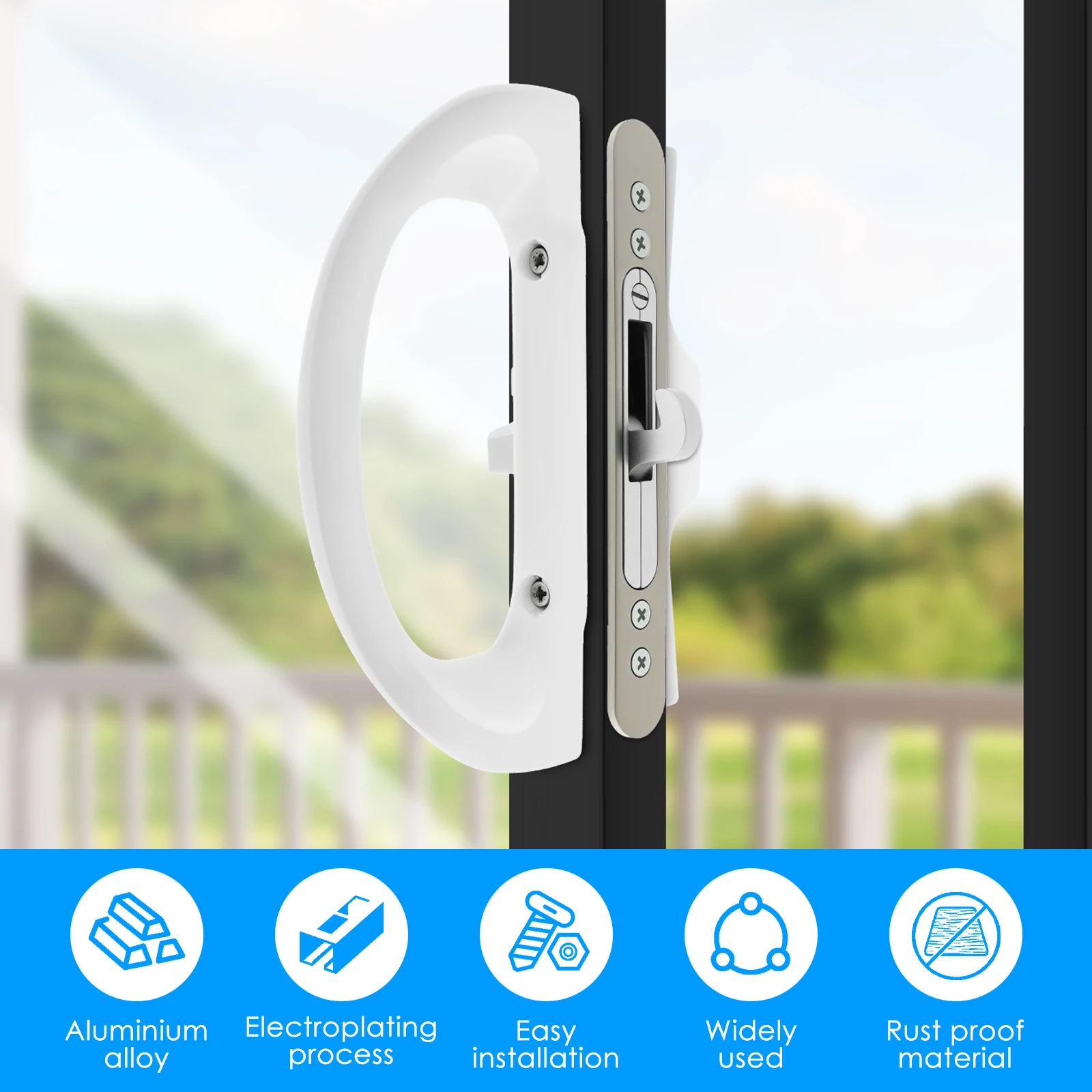 Sliding Patio Door Handle Set with Key Cylinder Mortise Style Sliding Glass Door Handle Aluminium Alloy Lock