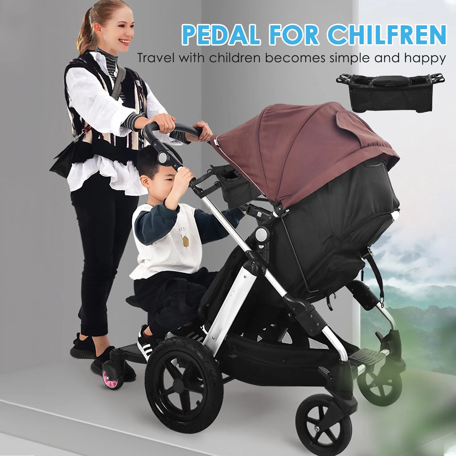 Adaptador Universal para Pedal de cochecito, accesorios para carrito de bebé,  remolque auxiliar, reposapiés, patinete gemelo, autoestopista - AliExpress