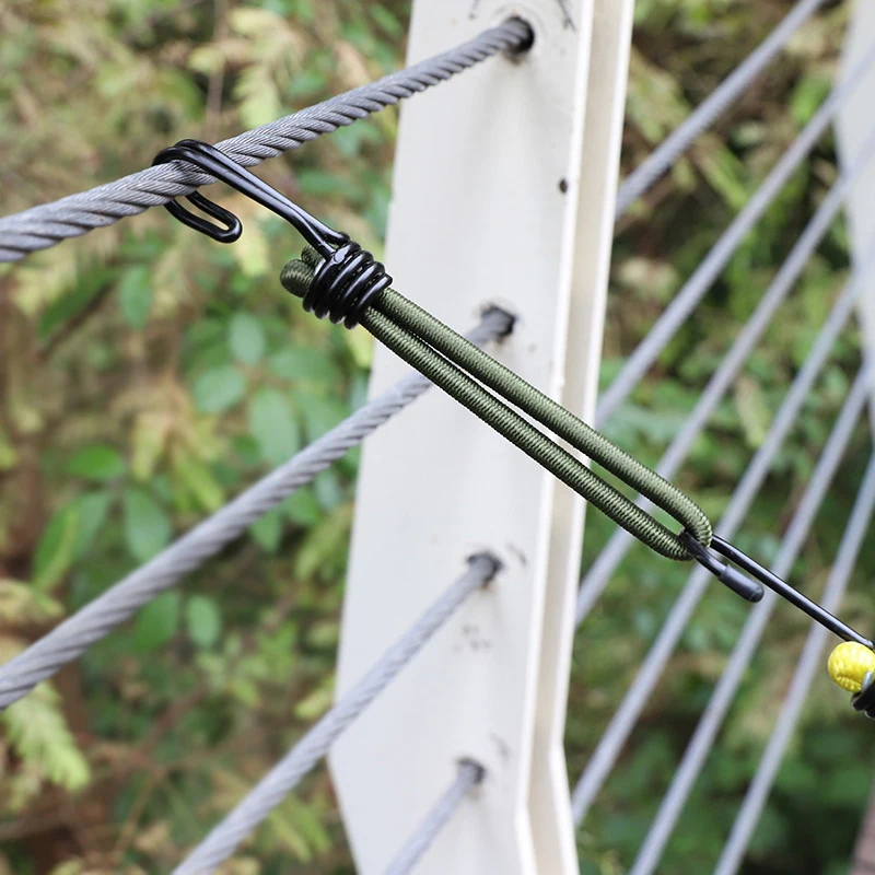 Bungee Straps Elastic Binding Rope Bungee Cord Hooks 4pc Outdoor Tent Elastic Rope Bungee Cords with Hook Camping Canopy Tarp Tent Fixed Binding Tensioning Belt Hook Cord Fastener