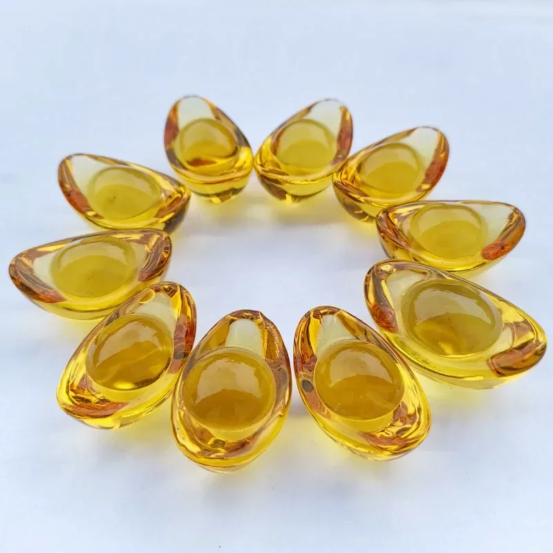 Ornament Crafts Miniature Ornament Gold Ingot Ornament Miniature Figurines Crystal Ornament 50 Pcs 15mm Chinese Style Figurine Mini Crystal Gold Ingots Paperweight Feng Shui Crafts