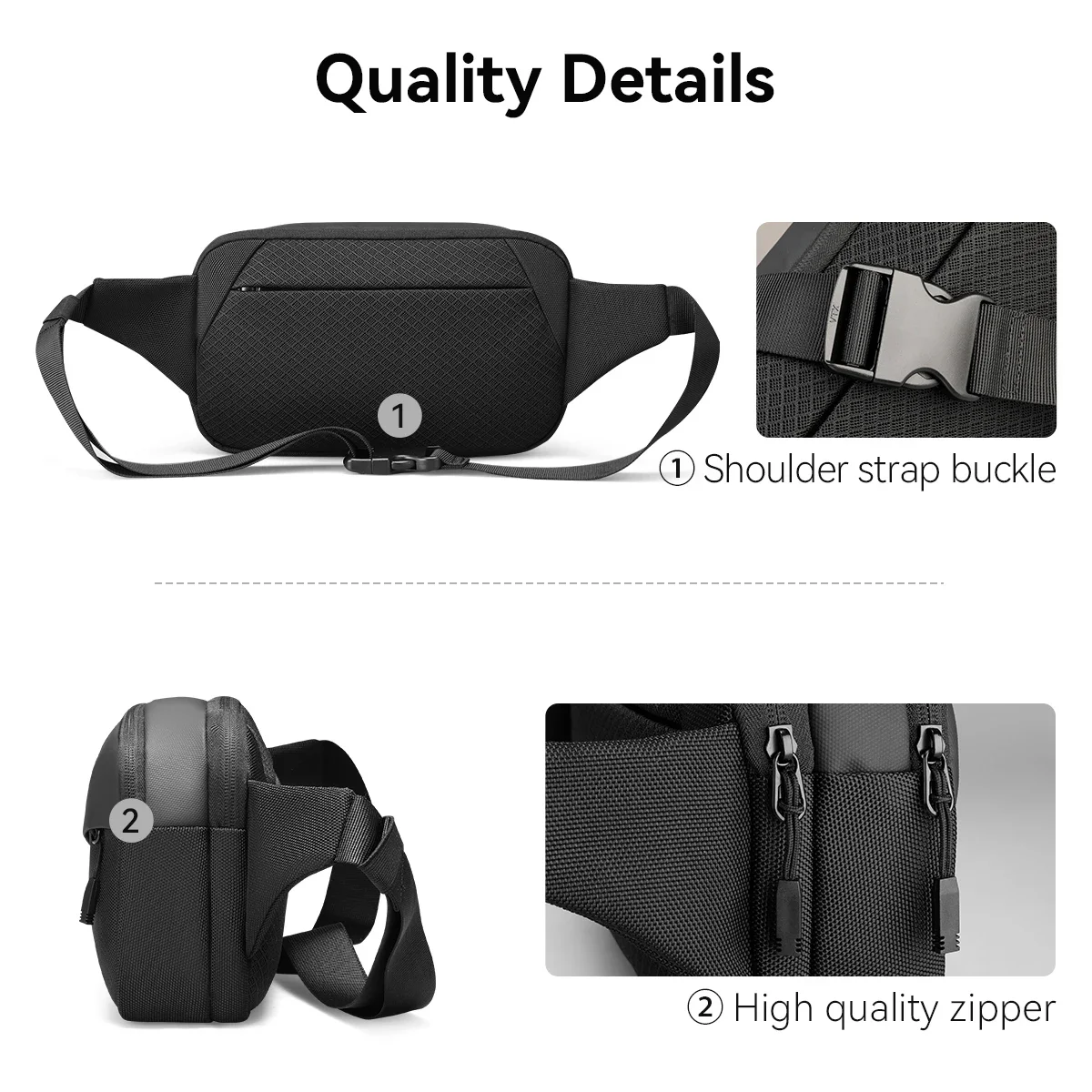 Men's Fashion Trend Shoulder Bag Personalized Casual Crossbody Bags Simple and Lightweight Men's Multi Pocket Mini Shoulder Bag