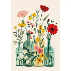 DIY Floral Art Kit: Modern Wall Décor Paint by Numbers Set - 20x30cm No Frame (9958076)