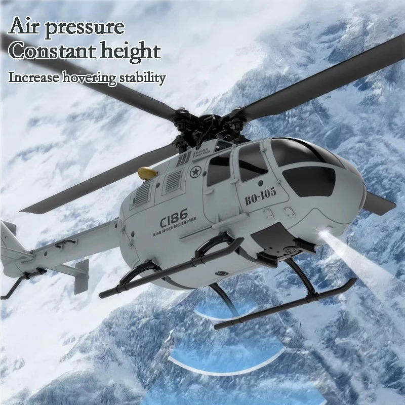 Helicóptero C186 PRO RC 2,4G, 4 canales, 4 hélices, 6 ejes, giroscopio electrónico para estabilización, Control remoto, juguetes para niños - Imagen 5
