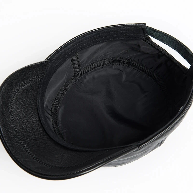 Baseball Cap Cap For Middle Aged And Old People Winter Genuine Leather Patchwork Men Golf Peaked Dome Hats Male Letters