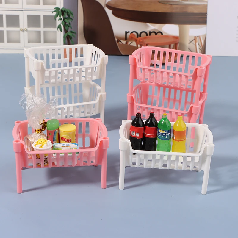 

1/12 Dollhouse Mini Food Fruit plastic Storage Baskets Dolls House Stackable Basket Dollhouse Decoration Accessories