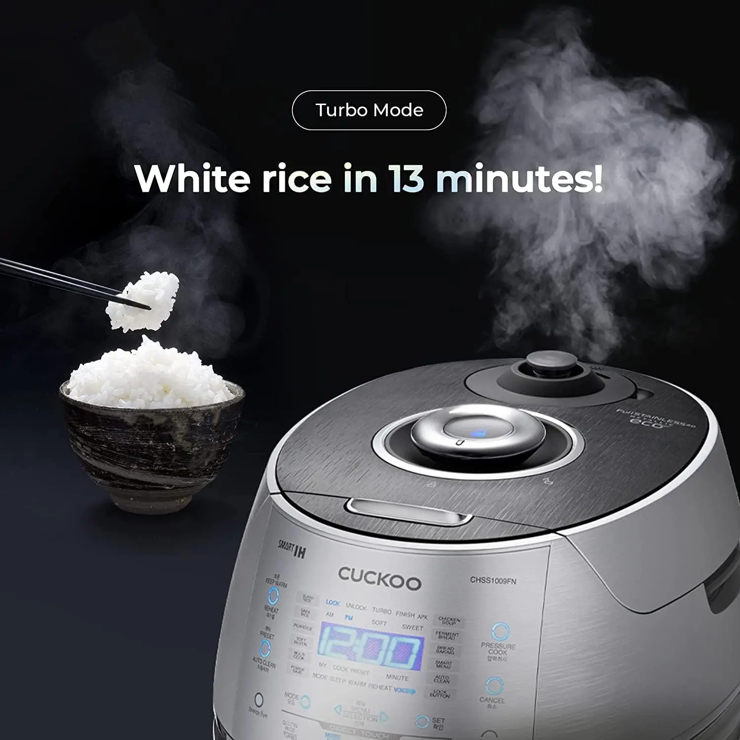 Electric Induction Heating Rice Pressure Cooker 10 Cup Full Stainless Steel Interior with Non-Stick Coating-3-Language Voice 6