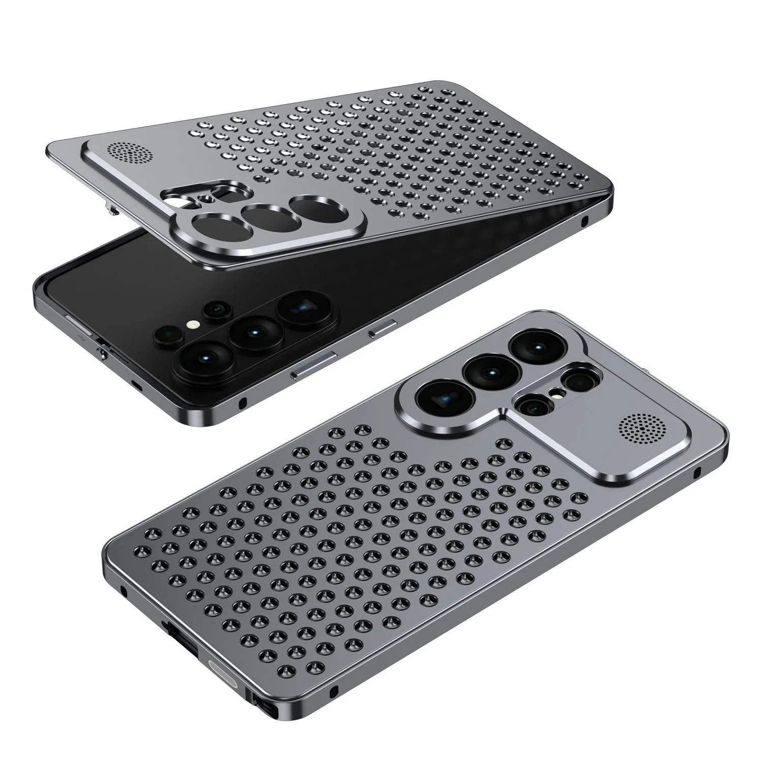 Elegant Hollow Out Metal Frame Phone Case with Heat Dissipation and Fragrance Feature