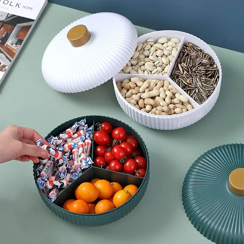Food Platter Food Storage Tray with Lid 4 Compartment Snack Dried Fruit Candy Nut Serving Plates Tray fruit plate wooden serving tray cake tray snack dish plastic serving tray