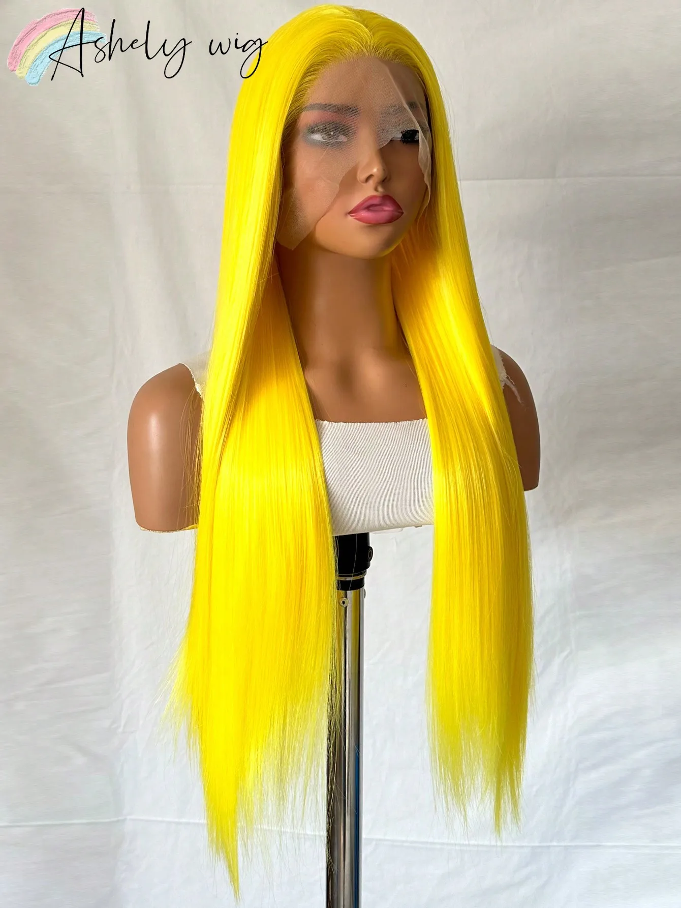 Synthetic Lace Front Wig 13*4 Long Straight Hairline Pre-Plucked Heat Resistant Fiber Fashionable Women
