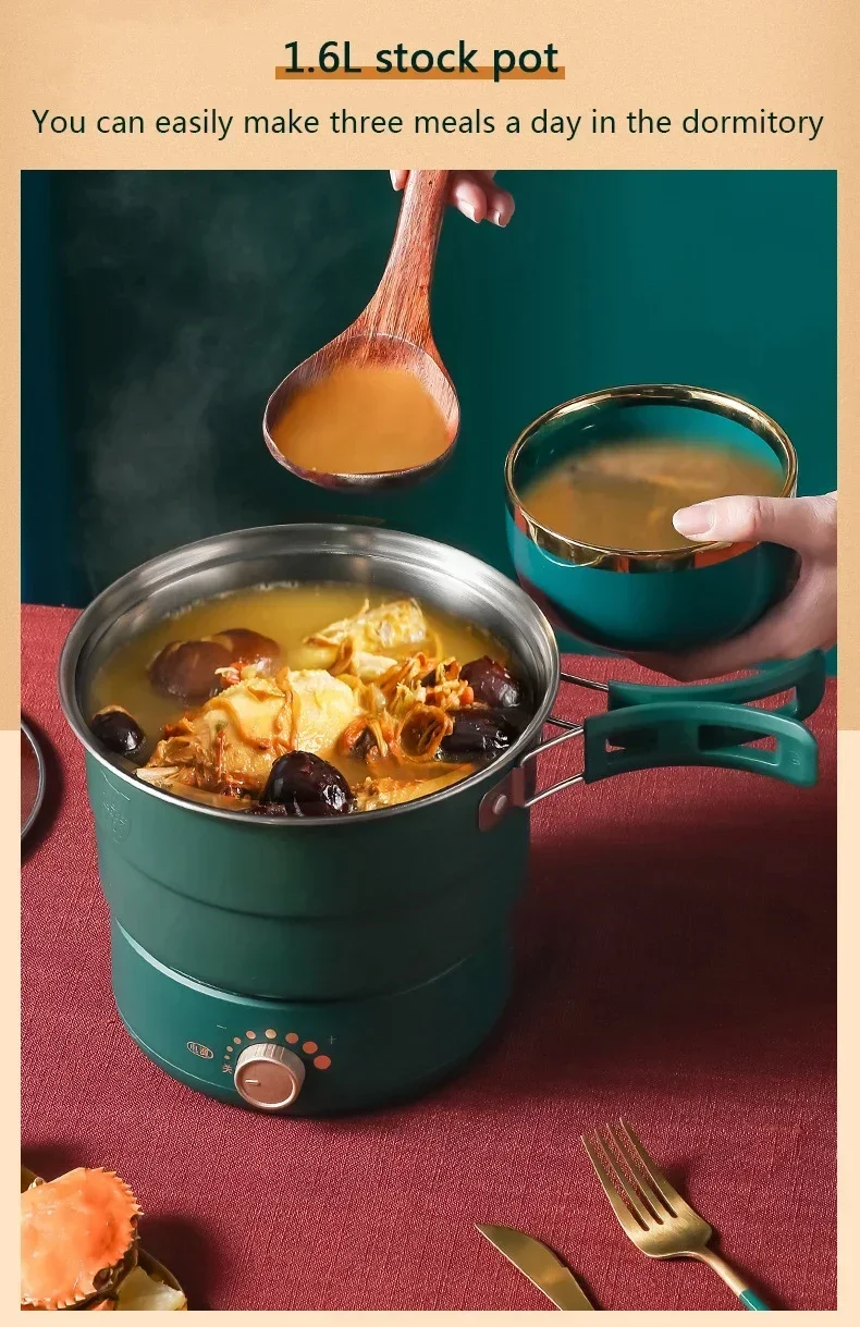 Description Picture 6 of item110V/220V Electric Split Cooking Pot Foldable Multicooker Frying Pan Hotpot Steamer Rice Cooker Soup Maker Water Boiler Travel