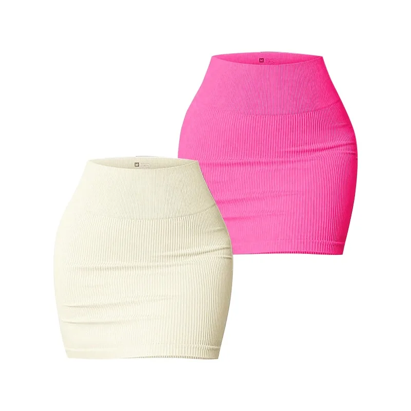 Women Seamless Solid Color Hip Wrap Skirt Tummy Control Anti Chafing Yoga Skirt Slim Fit Casual Butt Lift Fashion Mini Skirt 4