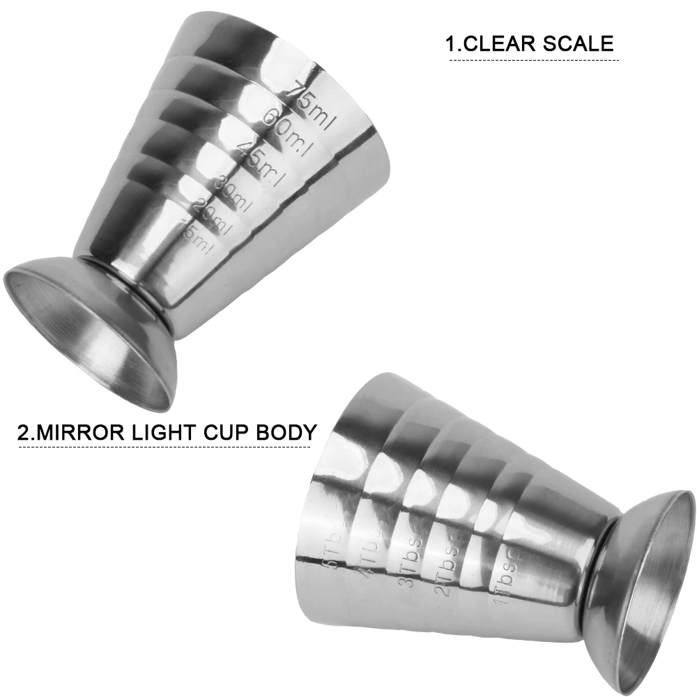 Measure Cup Gadgets Bar Cocktail Shaker Jigger Stainless Steel 75ML Cocktail Tools cocktail shaker measuring jigger stainless steel measuring cups