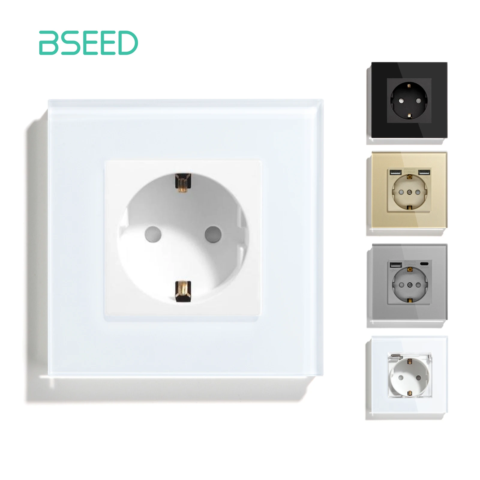 schakelaar cache Je zal beter worden Bseed Eu Stopcontact 3 Kleuren Wit Zwart Gouden Enkel Glas Crystal Panel  Stopcontact 16A 110V 240V Socket|Elektrische aansluitingen| - AliExpress