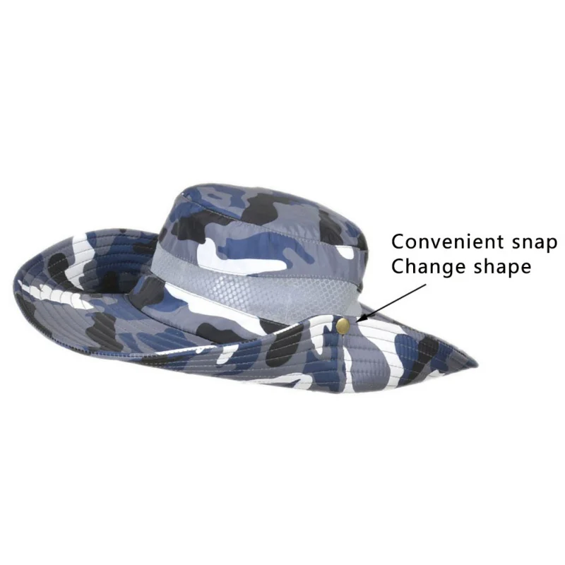 Summer Men's Hat Breathable Sunshade Outdoor Fishing Hunting Hats Sunscreen Solid Color Fisherman Bucket Wide Brim Cap