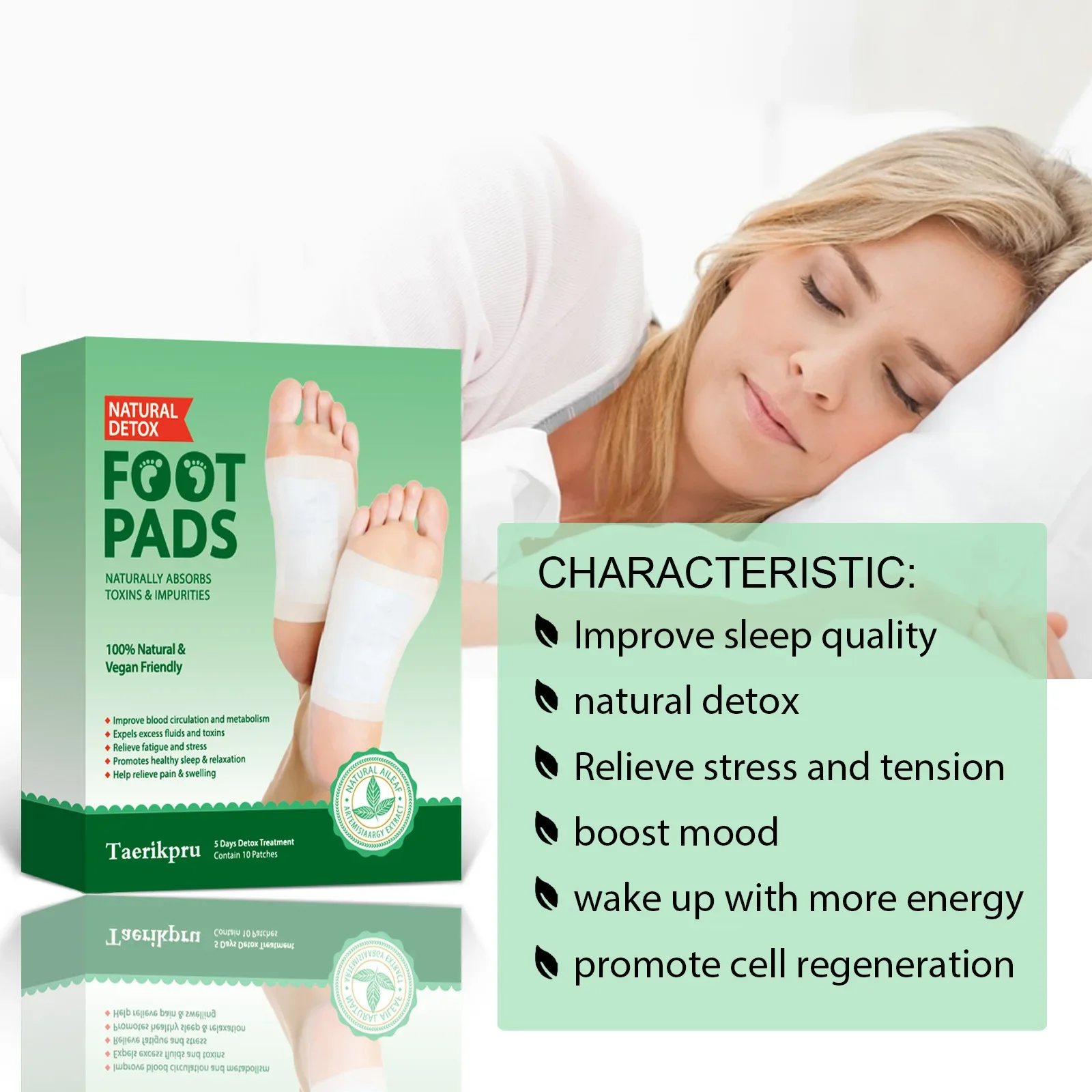 10Patches Foot Patches Stress Relief Feet Deep Sleep Herbal Detox Sticker Conditioning Body Relieve Stress Foot Care Tool