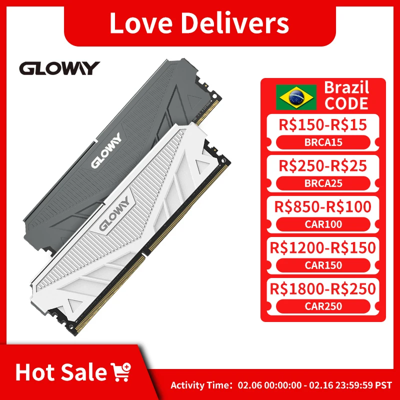 Gloway Serie G1 Ram 16Gb 8Gb 3200Mhz 3600Mhz Dimm Xmp Memoria Ram Ddr4 8Gb X 2 Pezzi Per Ram Da Gioco Desktop Con Dissipatore Di Calore