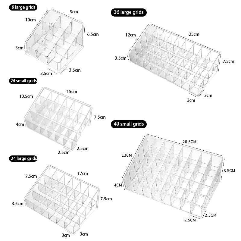 9/24/36/40 Grids Makeup Organizer Box Transparent Make Up Jewelry Holder Home Desk Lipstick Cosmetics Storage
