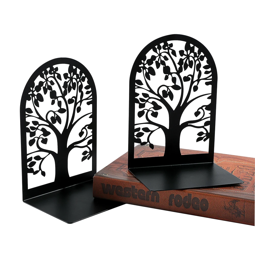 2Pc Tree Bookend, Metal Material Boo kend, Office Accessories for Readers and Book Fans, Desktop Storage and Decorative Supplies 4