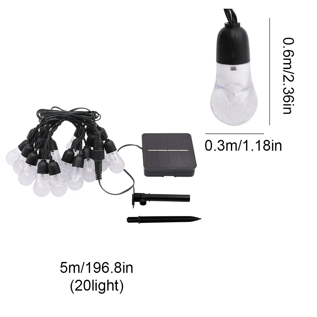 

Solar Powered String Light Outdoor Waterproof LED Color Changing RGB Lamp Home Decorative Lighting 5m Warm White