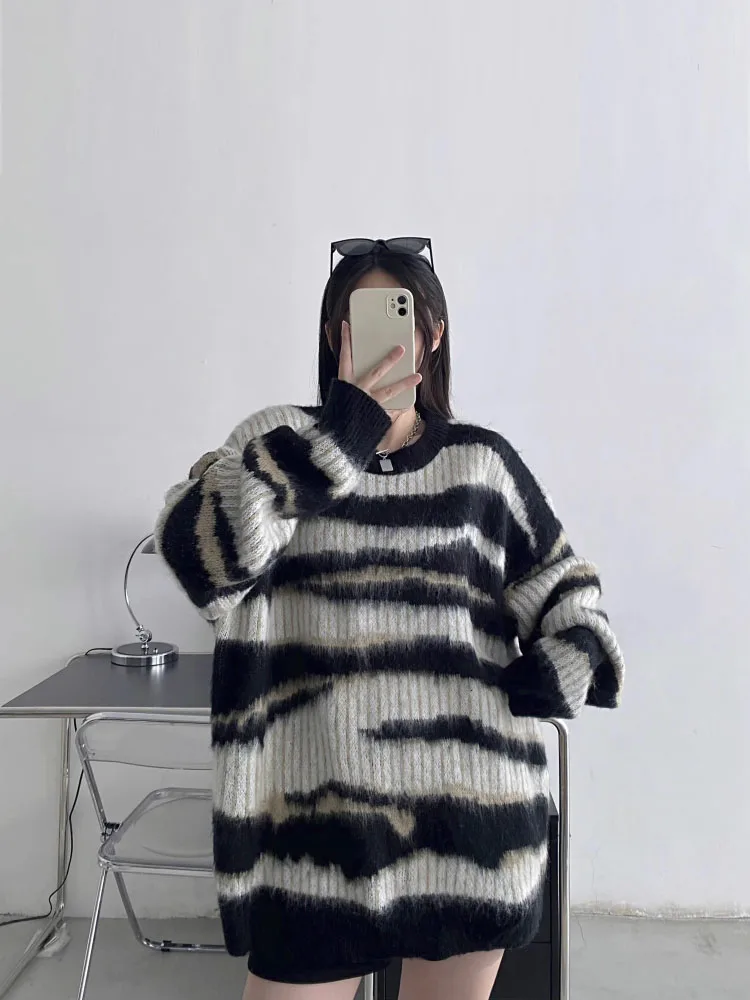 

Винтажные свободные короткие свитера с круглым вырезом, осень/зима, удобный свитер в Корейском стиле, ленивый модный новый свитер 2023