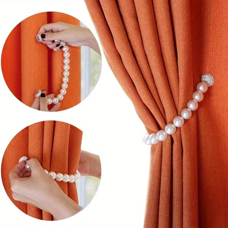 Elegant Magnetic Pearl Curtain Tieback - Luxurious No-Punch Accessory