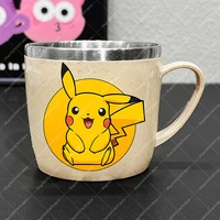 Tasses à eau en acier inoxydable pour enfants, motif dessin animé Pikachu, Psyduck, Charmander, Squirtle, pour boissons froides, cadeaux 2