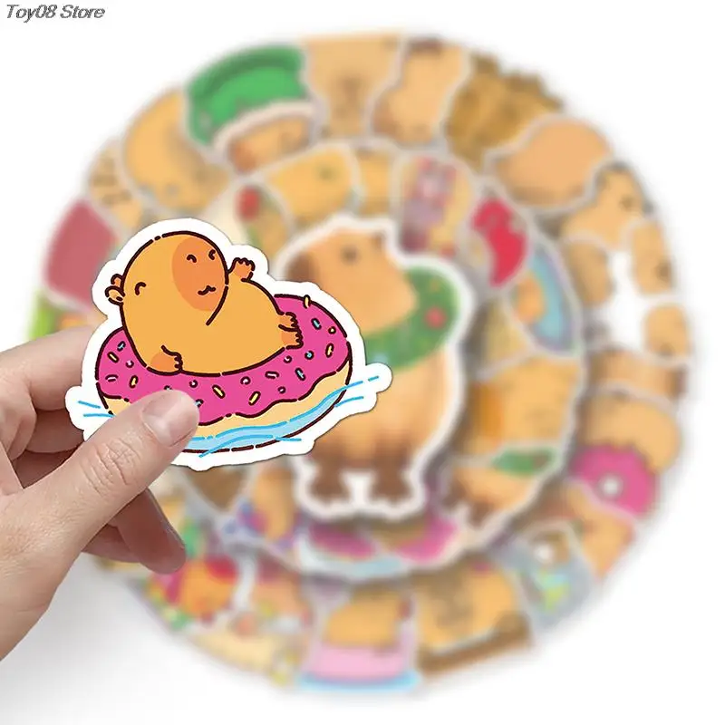50Pcs Plump Capybara Cartoon Cute Brown Animals Stickers Scrapbook Laptop Phone Luggage Diary Car Motorcycle Sticker Kid Toy cartoon stickers decorative stickers animal stickers car sticker decal cartoon animal stickers
