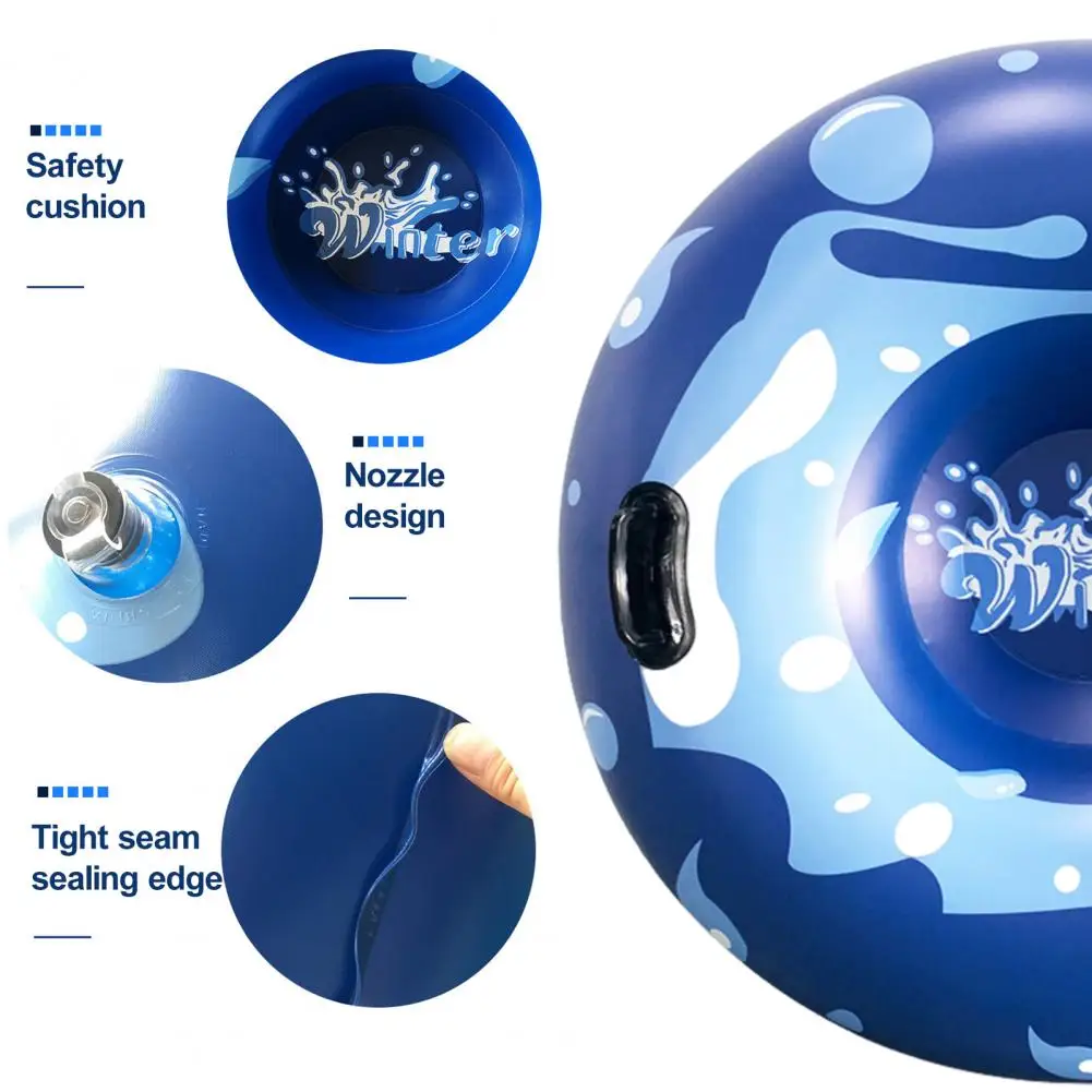 Cold-Resistant Inflatable Snow Tube with Handle Vibrant Color Thickened Ski Circle Heavy Duty Snow Sled Outdoor Winter Toys
