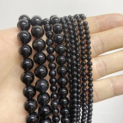 Elegant Natural Stone Bead Collection for Jewelry Crafting - Lava, Tiger Eye, Crystal, Apatite, Amazonite, Tourmaline (Black agate)