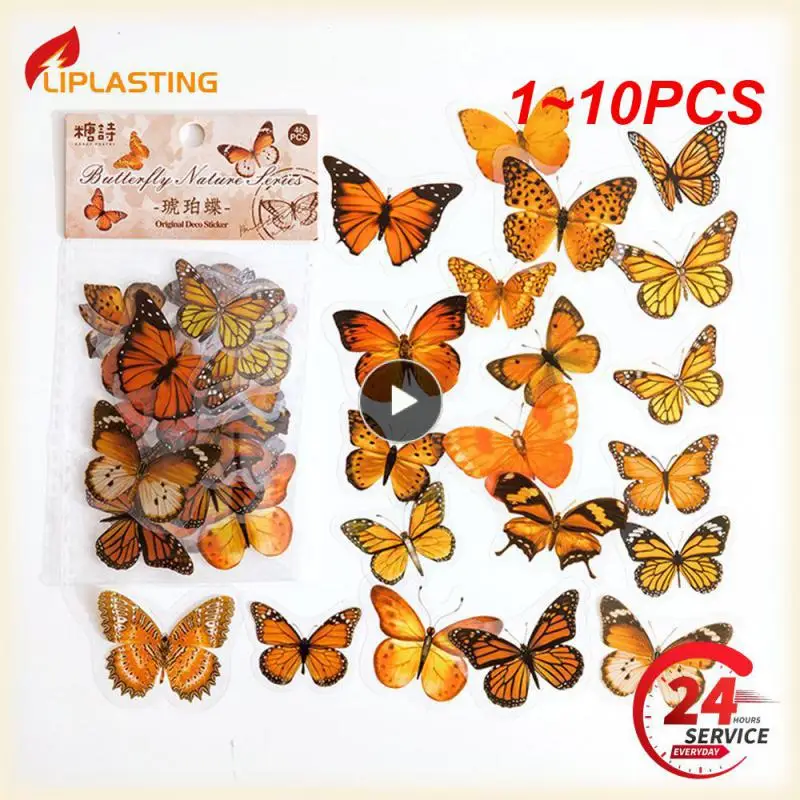 

1~10PCS Pieces/Pack Colorful Butterfly Retro Art Handbook Diary Decoration PET Sticker for Album Notebook
