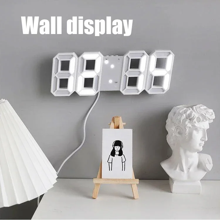 Large 3D LED Digital Clock Multifunctional Creative USB Plug-in Clock Home Decoration Desk Decor Table Alarm Clocks Garden Home 4