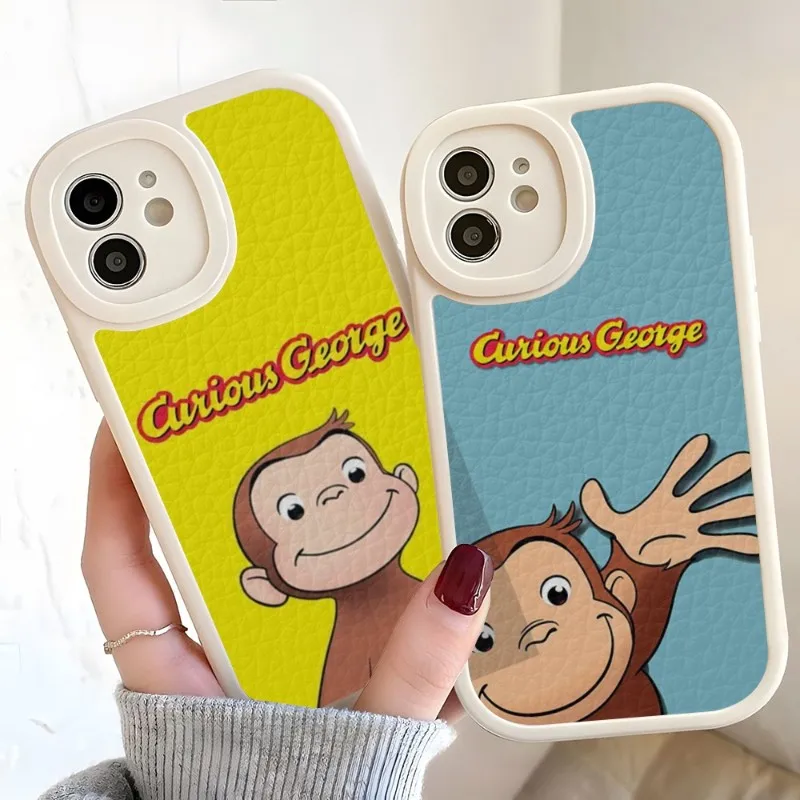 Simpatica Custodia Per Telefono George Monkey Per Iphone 14 12 13 Pro Max 11 Mini X Xr Xs 7 8 Puls Cover In Silicone Pelle Di Agnello