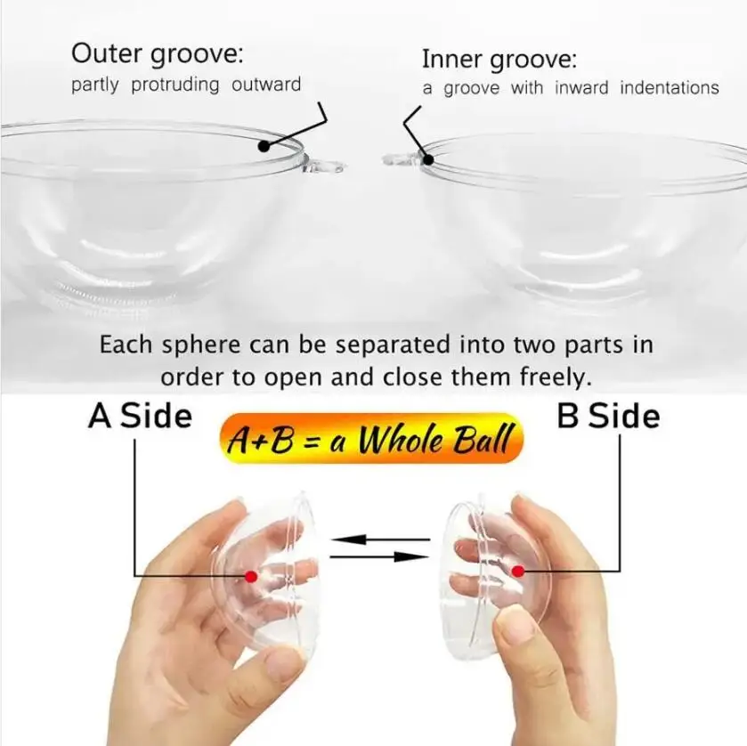 10 stücke Ball 4/6/8 cm Transparent Offene Kunststoff Weihnachten Dekoration Ballon Acryl Klar Flitter DIY Ornament geschenk Geschenk Box Ball – Detail 17