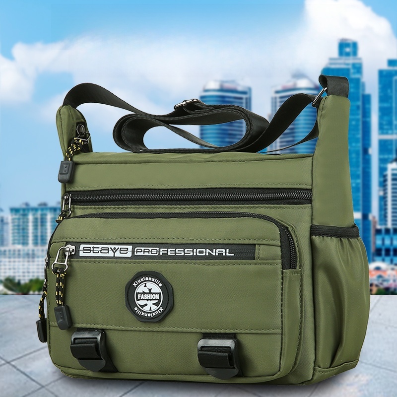 Large Capaci Men's Casual Crossbody Bag Waterproof Wear-resistant Busin Multi-ket oulder Bag Nylon Fabric Zipper Cl...