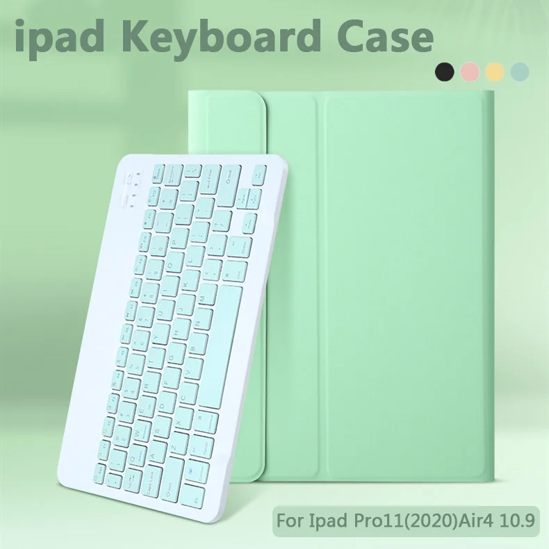

For iPad Keyboard Case For iPad Pro 11 2020 Air4 10.9 Pink Green Mini Touchpad Blutooth Keyboard and Tablet Leather Cover