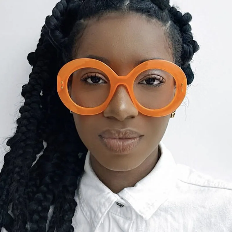 Vintage Anti Blue Light Blocking Oversized Round Glasses Women