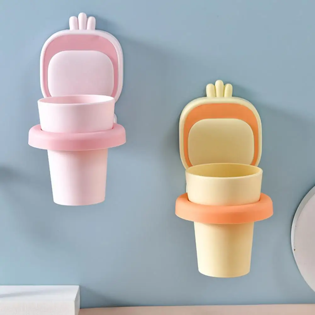 

No Punching Design Bathroom Organizer Wall-mounted Cartoon Radish Toothbrush Cup Storage Rack with Non-perforated for Home